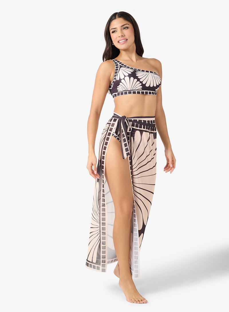 جينجر طقم بيكيني بطبعة زهور مع سارونغ تغطية - Image 1